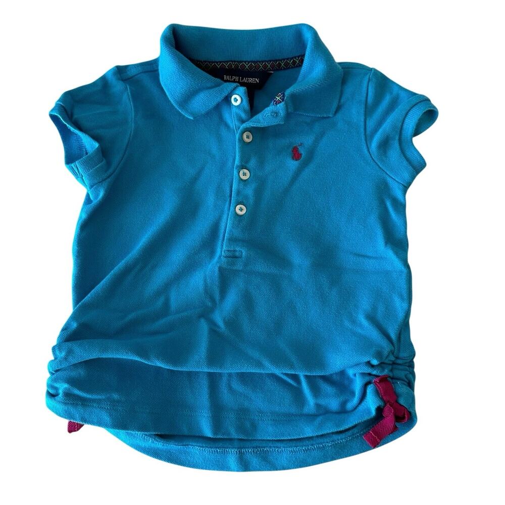 Ralph Lauren Baby Toddler Girl’s Polo Shirt Size 3T‎ Blue Side Ruching Preppy